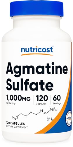 Nutricost Agmatine Sulfate 1000mg, 120 Capsules - Gluten Free, Non GMO, 500mg Per Capsule