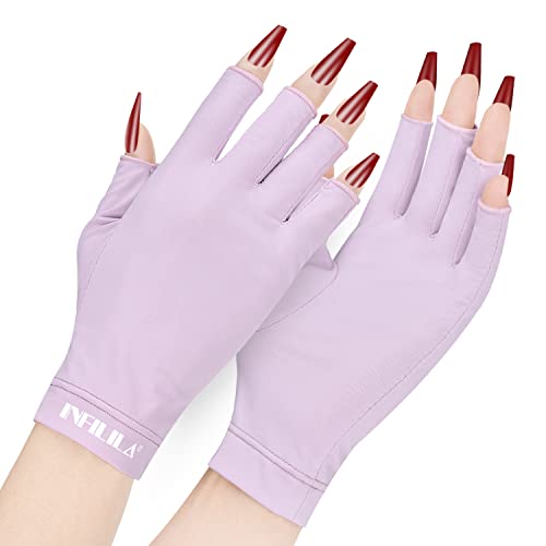 NXJ INFILILA UV Gloves for Nails, Anti UV Light Gloves for Gel Nails, Professional UPF 99+ UV Protection Gloves for Gel Manicure Skin Care Fingerless Gloves for Protecting Hands from UV Nail Lamp