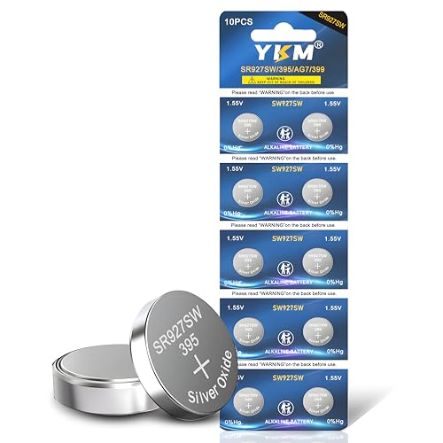 YKM 395 Watch Battery SR927SW 395 399 LR927 AG7 1.55V Silver Oxide Battery for LED Light Calculator Button Batteries 10 Pack