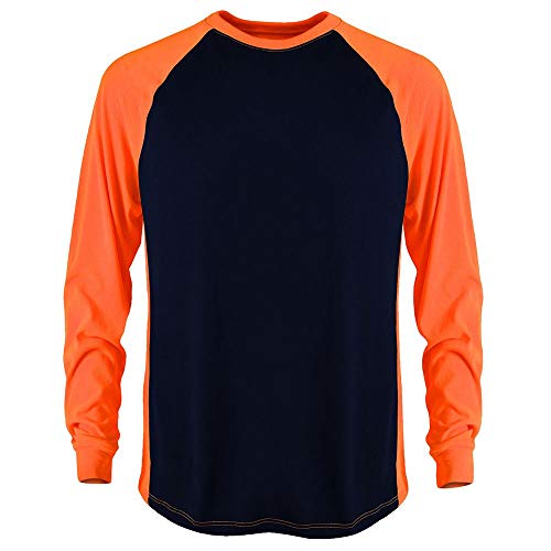 Arborwear Men's 706586 2-Tone Tech Long Sleeve T-Shirt, Navy/Safety orange - L