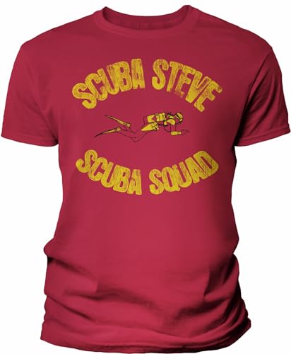 ShirtInvaders Scuba Steve - Funny Retro Vintage Movie Tee Shirts - F/Red-XL