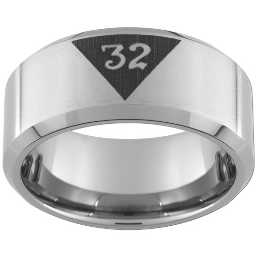 Custom Jewelry 10mm Tungsten Carbide Freemason Mason 32nd Degree Masonic Ring Size 11 1/2