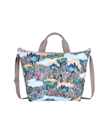 LeSportsac Scenic Brush Deluxe Easy Carry Tote Crossbody + Top Handle Handbag, Style 4360/Color E554, Vibrant Wildflowers & Soothing Landscapes Artfully Arranged Watercolor Inspired Summer Palette