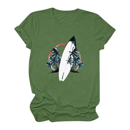 My Recent Orders Placed by Me Hawaiian Shirts for Women Palm Tree Surfboard Graphic Short Sleeve Tee Tops Holiday Beach Crewneck Blouse 2024 Spring Summer Tunic Tshirt Holiday Workout T-Shirts