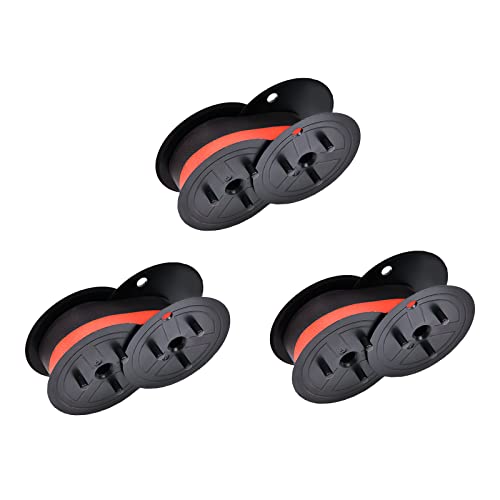Cosob 3 Pack Calculator Ribbon Replacement for GR24BR Porelon 11216 Universal Twin Spool Ribbon Compatible with Sharp El-1197 PIII,Canon Mp11dx Printer (Black and Red)
