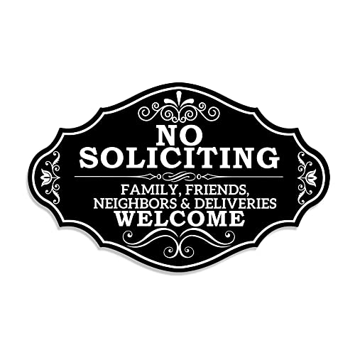 Maoerzai No Soliciting Sign Family Friends and Neighbors Welcome Front Door Sign, Funny No Soliciting Sign for House Modern Design Welcome Sign for Yard Door Porch Home Wall Decor.