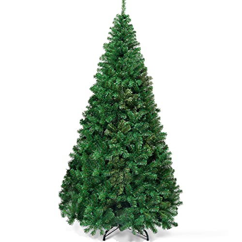 Goplus 7ft Artificial Christmas Tree, Unlit Christmas Pine Tree with 950 PVC Branch Tips, Foldable Metal Stand, Indoor Xmas Full Tree for Office Home Store Party Holiday Decor