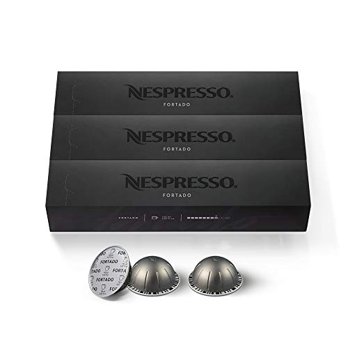 Nespresso Capsules Vertuo, Fortado Gran Lungo Americano, Dark Roast Espresso Coffee, 30-Count Coffee Pods, Brews 5 fl. oz.