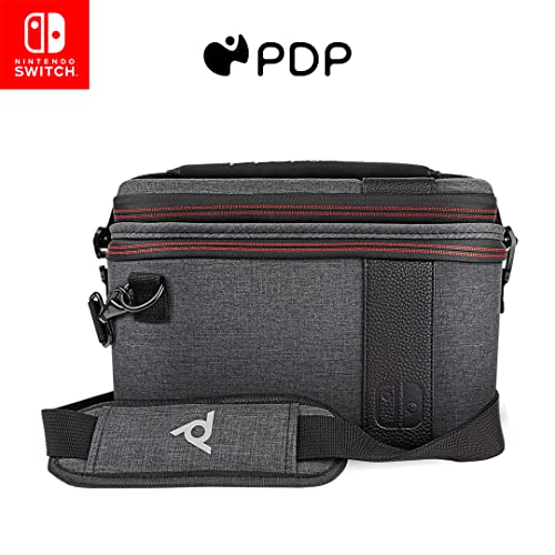 PDP Gaming Pull-N-Go Nintendo Switch Travel Case, 2-in-1 Console and Accessory Storage, Removable Interchangeable Compartments: Elite Edition Grey