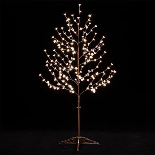 Tybeeu 5ft Lighted Cherry Blossom Tree with 184 Warm White LED Lights for Holiday Decor - Dimmable, UL Certified, Waterproof - Ideal for Indoor and Outdoor Decoration