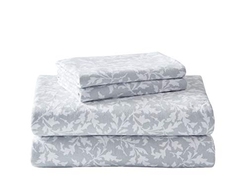 Laura Ashley Home - Queen Sheets, Cotton Flannel Bedding Set, Brushed for Extra Softness & Comfort (Crestwood, Queen)