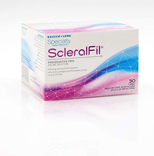 ScleralFil Preservative Free Saline Solution for Scleral, Soft, & Rigid Gas Permeable Lenses, Buffered Isotonic Rinsing & Insertion Solution, Travel Friendly Single-Use Vials, 0.34 Fl Oz (Pack of 30)