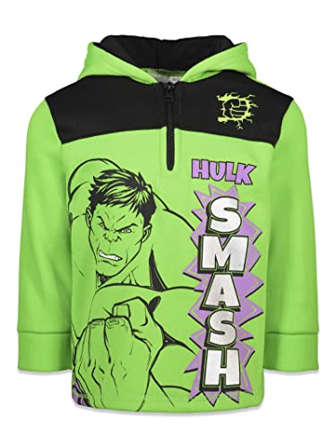 Marvel Avengers Hulk Little Boys Fleece Half-Zip Fashion Hoodie Hulk 5