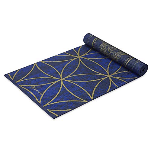 Gaiam Yoga Mat Premium Print Reversible Extra Thick Non Slip Exercise & Fitness Mat for All Types of Yoga, Pilates & Floor Workouts, Metallic Sun & Moon, 68' L x 24' W x 6mm Thick