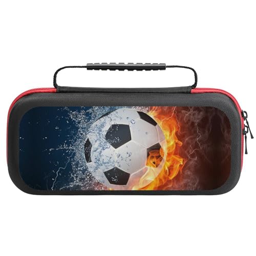 PUYWTIY Water And Fire Soccer Ball Carrying Case Compatible with Nintendo Switch, Hard Shell Travel Protection Case Game Organize Bag with 20 Game Card Slots