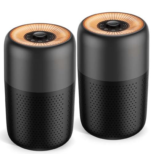 2 Pack TPLMB Air Purifiers for Bedroom,H13 HEPA Filters,Fragrance Sponge for Better Sleep,Portable Air Purifier with Nightlight Speed Control,For Home Living Room,24dB Filtration System,P60 (2, Black)