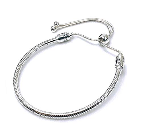 Authentic Bolenvi 925 Sterling Silver Adjustable Size Clip On/Off Bracelet compatible with Pandora Beads Charms