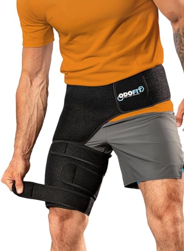 ODOFIT Ortho Sciatica Pain Relief Hip Brace - Compression Groin Support Wrap for Men and Women - Effective Thigh, Hamstring and Hip Pain Relief - Right Leg