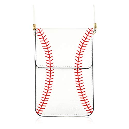 Small Travel Purse Pouch Bag - Crossbody Strap Wallet Smartphone Touchscreen Case Ball Sports Game, Animal, American Flag (Sports - Baseball)