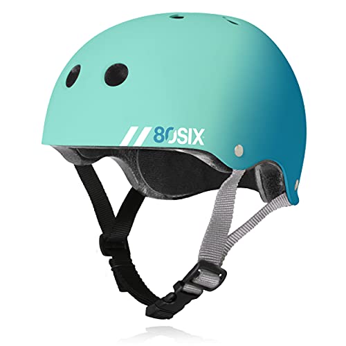 80Six Dual Certified Kids Bike, Skate, and Scooter Helmet, Surf Green Teal Fade, Small/Medium - Ages 8+