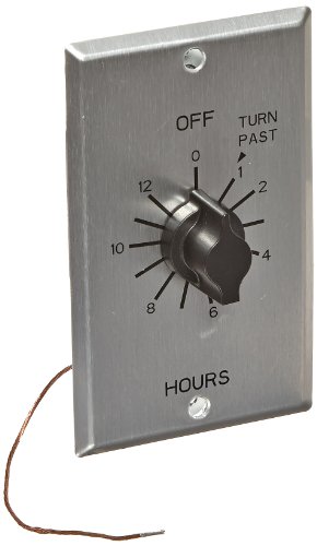 NSI TORK C412H Spring-Wound in-Wall Twist Timer with Commercial Style Metal Plate and 12-Hour Length for Automatic Shutoff of Motors or Lights, Metal-Brushed Aluminum