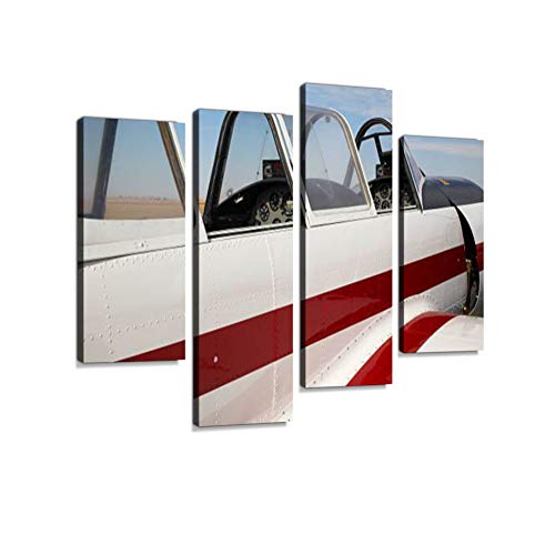 Yak 52 cockpit view Canvas Wall Art Hanging Paintings Modern Artwork Abstract Picture Prints Home Decoration Gift Unique Designed Framed 4 panel