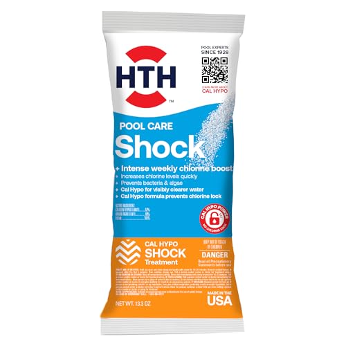 HTH 52031 Swimming Pool Care Shock, Swimming Pool Chlorinator Boosts Chlorine Levels, Cal Hypo Formula, 13.3oz