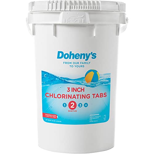 Doheny's 3 Inch Stabilized Chlorine Tablets | Pro-Grade Pool Sanitizer, Long Lasting, Slow Dissolving, 99% Pure Tri-Chlor, Individually Wrapped - 50lb