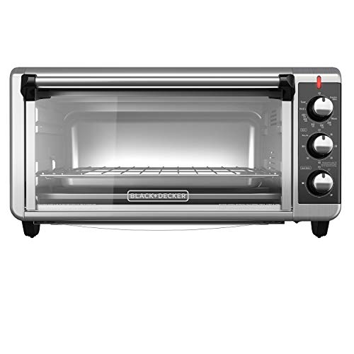 BLACK+DECKER 8-Slice Extra Wide Convection Toaster Oven, TO3250XSB, Fits 9'x13' Oven Pans and 12' Pizza, Stainless Steel/Black