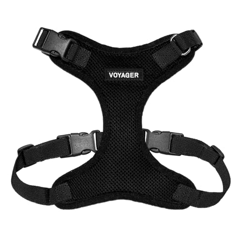 Voyager Step-in Lock Pet Harness - All Weather Mesh, Adjustable Step in Harness for Cats and Dogs by Best Pet Supplies - Black, S