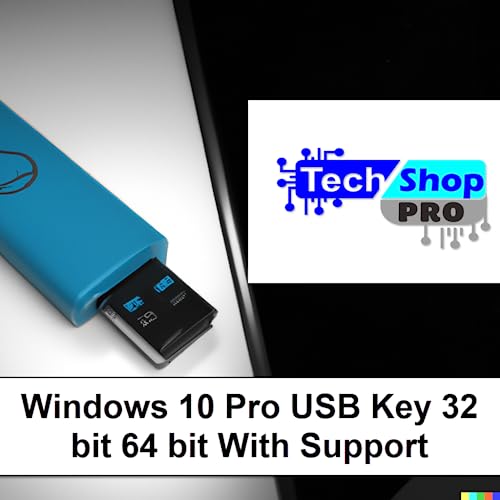 Tech-Shop-pro With Key Compatible Windows 10 Profesional 64 Bit USB.Key Included Install To Factory Fresh, Recover, Repair and Restore Boot USB. Fix PC, Laptop and Desktop. Free Technical Support.