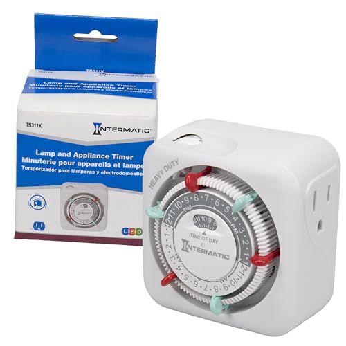 TN311 Heavy-Duty 24-Hour Indoor Mechanical Plug-in Timer - Efficient Control for 2 Devices, Customizable Scheduling - Timer for Lighting, Fans & Small Appliances