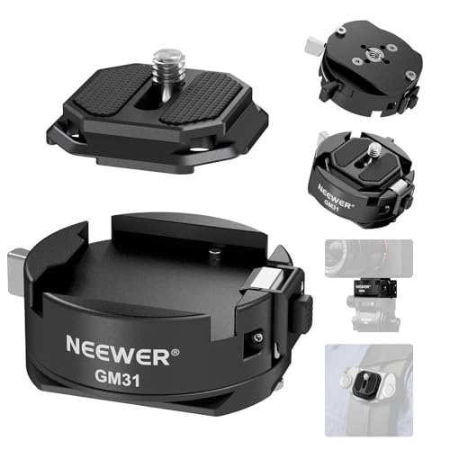 NEEWER GM31 Arca Type Quick Release Plate Kit, Quick Switch Auto Lock Square QR Camera Mount Plate, 1/4' 3/8' Thread for Tripod Slider, Max Load 11lb/5kg