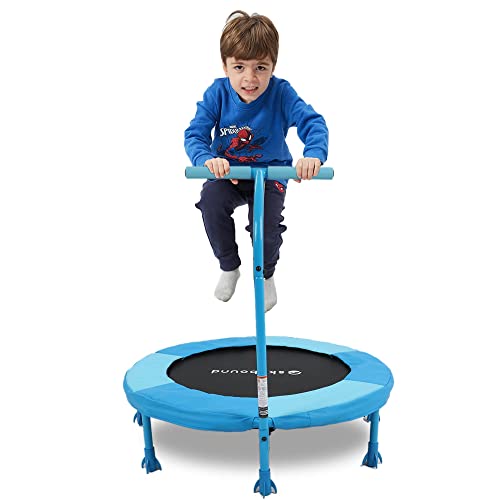 SkyBound Kids Trampoline Indoor with Handle - 36 Inch Mini Trampoline for Kids - Kids Trampoline for Toddlers with Handle, Durable Steel Frame and Safety Pad - Mini Trampoline for Toddlers Age 3 Above
