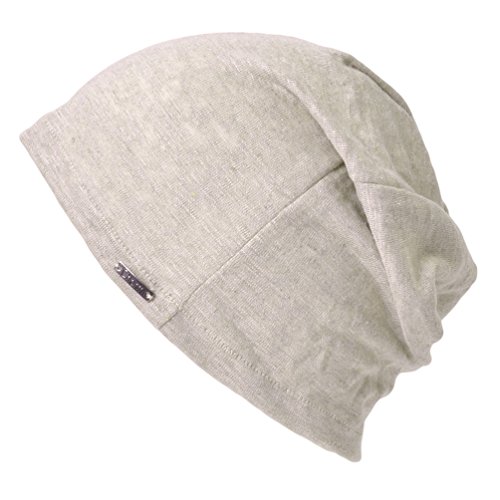 CHARM Mens Summer Linen Beanie - Slouchy Lightweight Knit Hat Slouch Cap Casualbox Beige