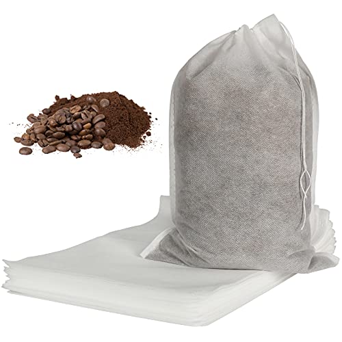 50pcs No Mess Large Cold Brew Bags, 8x12 inch Disposable Coffee Filter Bag Fine Mesh Hops Brewing Drawstring Pouches for Iced Coffee