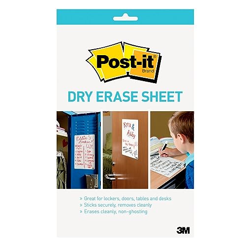 Post-it Dry Erase Sheets, 7 in x 11.3 in, Sticks Securely and Removes Cleanly (DEFSHEETS-3PK), White