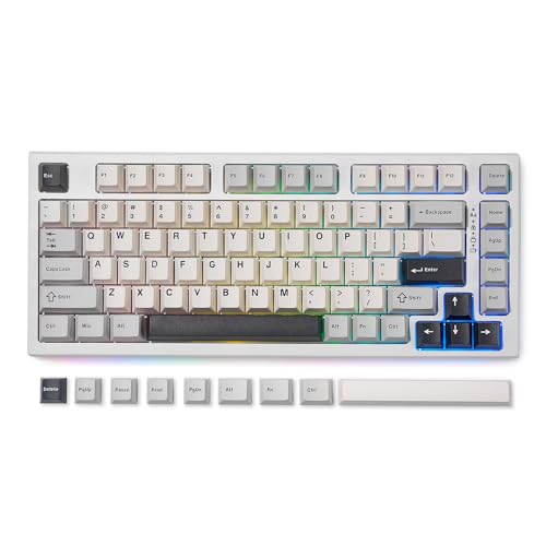 YUNZII YZ75 75% Hot Swappable Wireless Gaming Mechanical Keyboard, RGB Backlights, BT5.0/2.4G/USB-C, Dye Sub PBT Keycaps for Linux/Win/Mac(Gateron G Pro Yellow, White)