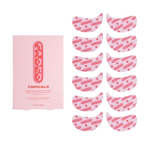 Topicals Faded Brightening Under Eye Masks | Patches to Depuff, Hydrate, Brighten and Cool | Reduce Dark Circles and Fine Lines | Contains Kojic Acid, Caffeine and Niacinamide (Set of 6)