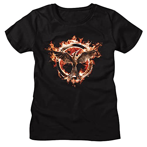 The Hunger Games Movie T Shirt Flaming Mockingjay Ladies Short Sleeve T Shirts Graphic Tees for Women Black