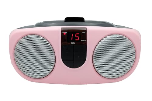 PROSCAN SRCD243 Portable CD Player with AM/FM Radio, Boombox (Pink)