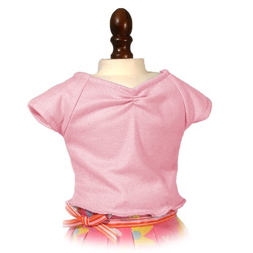 Sophia's 18' Doll Pink Capped-Sleeved Tee with Scalloped Edges and Cinched Neckline