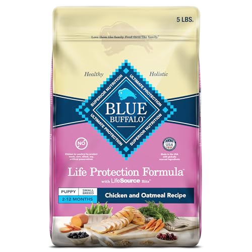 Blue Buffalo Life Protection Formula Small Breed Puppy Dry Dog Food with DHA, Vital Nutrients & Antioxidants, Made with Natural Ingredients, Chicken & Oatmeal Recipe, 5-lb. Bag