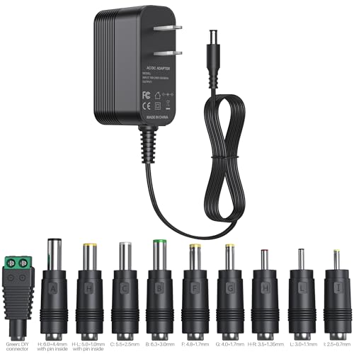 14V DC Power Supply 14V Power Cord Universal Power Adapter 14V 1A Charger with 10 Interchangeable Jacks for 100mA 200mA 300mA 400mA 500mA 600mA 700mA 800mA 900mA 1000mA Devices AC-DC Adapters
