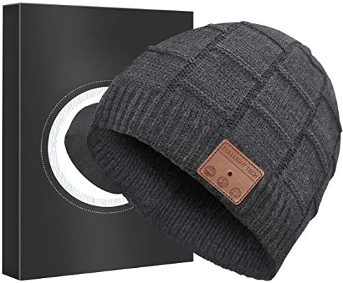 Bluetooth Beanie Hat Headphones Unique Tech Gifts Stocking Stuffer Dark Gray