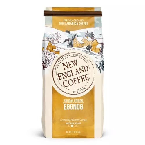 New England Coffee Eggnog Medium Roast Ground Coffee, 11oz Bag (Pack of 1)