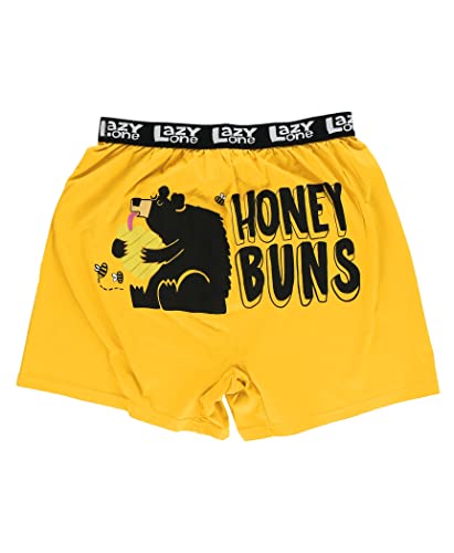 Lazy One Funny Animal Boxers, Novelty Boxer Shorts, Humorous Underwear, Gag Gifts for Men (Honey Buns, X-Large)