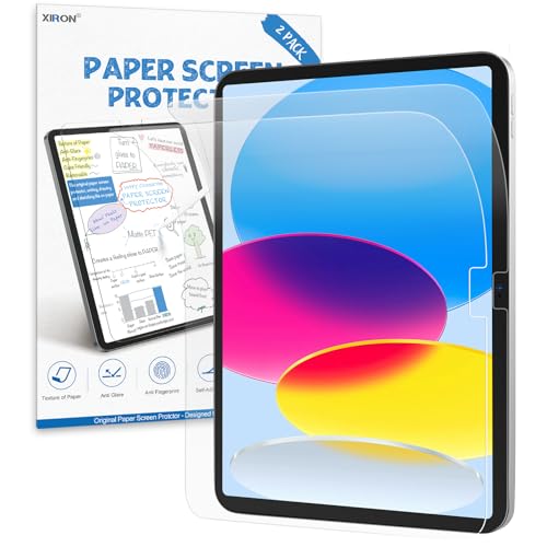 XIRON 2 PACK Paper Screen Protector for iPad 10th Generation 2022(10.9 Inch), Matte PET Film for iPad 10.9-inch (10th generation), Write and Draw Like on Paper, Anti-Glare Screen Protector