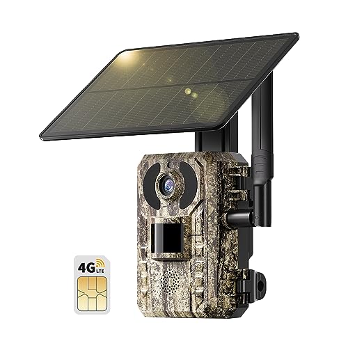 SEHMUA 4G LTE Cellular Trail Cameras with 2K HD Live Streaming, Game Camera Includes SIM Card & Solar Panel, Remote Phone Access & Playback, Motion Activated & 0.2s Trigger Time, Night Vision, IP66