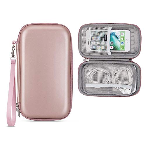 Hard Carrying Case for Power Bank, Fits for Anker PowerCore, POWERADD Pilot, Yoobao Power Bank, AGPTEK Shockproof Pouch for External Battery, Rose Gold